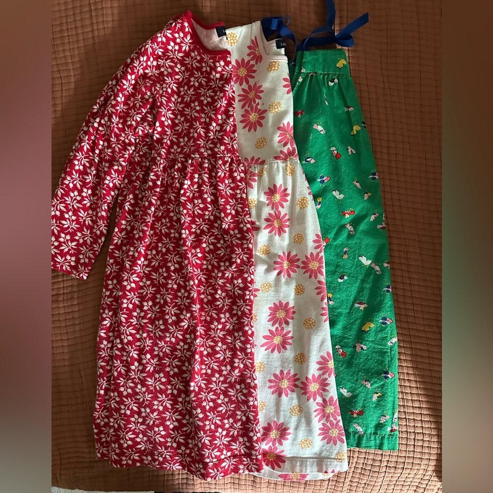 Lot of 3 Lands' End + Hannah Andersen Dresses- 1 strap, 1 short, 1 long sleeve